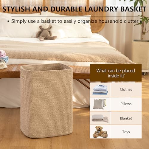 OIAHOMY Laundry Hamper Laundry Basket Cotton Rope Storage Baskets Brown - Image 5
