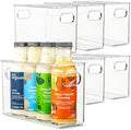 Plastic Food Storage 6 Pack Clear Container Bin with Handles for Organizing Kitchen, Pantry, Refrigerator, Freezer, Pantry, Cabinet, Closet, Bathroom. 10”x4”x6” by primebox