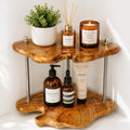 2-Tier Counter Corner Shelf ,Counter Corner Organizer,Natiral Edge Cedar Wood Bathroom Counter Organizer for Vanity Countertop Storage and Organization for Bathroom Kitchen Coffee Area, Over Sink by Unknown