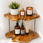2-Tier Counter Corner Shelf ,Counter Corner Organizer,Natiral Edge Cedar Wood Bathroom Counter Organizer for Vanity Countertop Storage and Organization for Bathroom Kitchen Coffee Area, Over Sink by Unknown