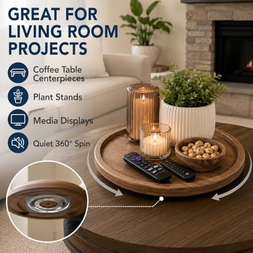 RHBLME 6 Pack 9 Inch Lazy Susan Hardware, 5/16" Thick Turntable Bearings, 1000Lbs Rotating Bearing Plate Heavy Duty Lazy Susan for Rotating Table, Corner Shelves, Book Case, Serving Tray - Image 6