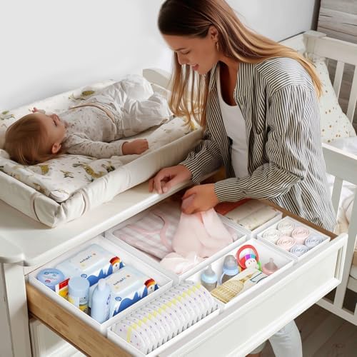 DIMJ Drawer Organizer Clothes Storage - 24 Pack Baby Dresser Organizer for Nursery, Small Fabric Closet Drawer Organizer Bins for Underwears Socks, Foldable Storage Dividers Organization for Bedroom - Image 3