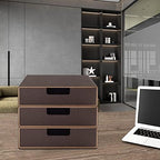 Stackable Organizer Drawer Classic Brown Pu Leather Handmade,Organize Home Office Desk Accessories and Sort Letter-Size Paper/a4 Document,Desk Caddy with Drawers Storage Box,13.1x10x3.7inches - Image 2