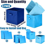 Karenhi 6 Pack Cube Storage Bins, Blue Fabric Organizer - Image 2