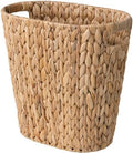 StorageWorks Wicker Waste Basket, Handwoven Water Hyacinth Trash Can with Built-in Handles, Wicker Garbage Can for Bedroom, Bathroom, 1 Pack by StorageWorks