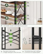CHOEZON Over The Toilet Storage Rack, 4-Tier Bathroom Organizer Shelf, Over Toilet Storage with Wire Basket and Toilet Paper Holder, Adjustable Shelves, for Bathroom, Rustic Brown and Black TTS03BF - Image 4