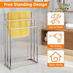 Free Standing Towel Racks for Bathroom, 3 Tier Stainless Steel Bathroom Towel Rack, Towel Drying Rack Stand for Outdoor Poolside, Blanket Holder, Chrome, DECLUTTR - Image 6