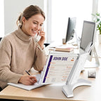 10-Pocket Expandable Desk Reference Organizer with Heavy-Duty Stable Base, Desktop Display System for Desk or Wall Mount, 10 Double-Sided Panels & 10 Index Tabs for A4/Letter Size, White - Image 6