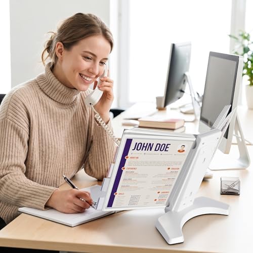 10-Pocket Expandable Desk Reference Organizer with Heavy-Duty Stable Base, Desktop Display System for Desk or Wall Mount, 10 Double-Sided Panels & 10 Index Tabs for A4/Letter Size, White - Image 6