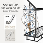 KES 30-Inch Pot Rack Wall Mounted, 8 Secure Lid Holders & 12 Sturdy Hooks - Image 4