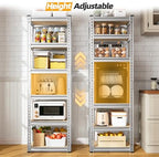 REIBII Storage Shelves for Pantry, Kitchen, 6 Tier Silver Garage Shelving - Image 5