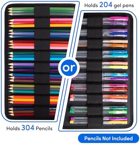 YOUSHARES 300 Slots Color Pencil Case - Pen Case Organizer with Handy Wrap & Zipper, Multilayer Holder for Prismacolor Colored Pencils & Gel Pen (Marble Gray) - Image 3