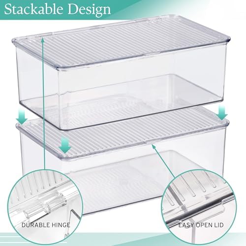 Sorbus Clear Storage Bins with Lids, Stackable Organizer (Medium) - Image 5