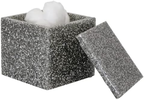 Sparkles Home Luminous Cotton Ball Holder, Sparkling Rhinestones in Resin, Durable, Non-Porous, For Luxury Bathroom Décor Accessories, Silver, 3.5", Sold Individually by SparklesHome