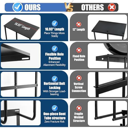 Camping Chair Storage for Garage, Metal Camping Chair Rack for Garage Storage, Beach Chair Rack, Umbrella Storage Holder, Wall Holder Rack with Floating Shelf & 3 Hooks for Garage Organizer - Image 4