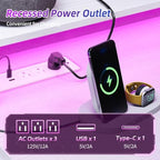 SUPERLELE Gaming Desk with Power Outlet, LED Lights, Storage Shelf & Drawer - Image 5
