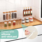 4 Packs Kitchen Cabinet Shelf Organizer, Acrylic Clear Shelf Riser, 5mm Thick Spice Rack for Dishes, Soda Cans and Cup（11.8 x 4.72 x 4.72 Inch） - Image 4