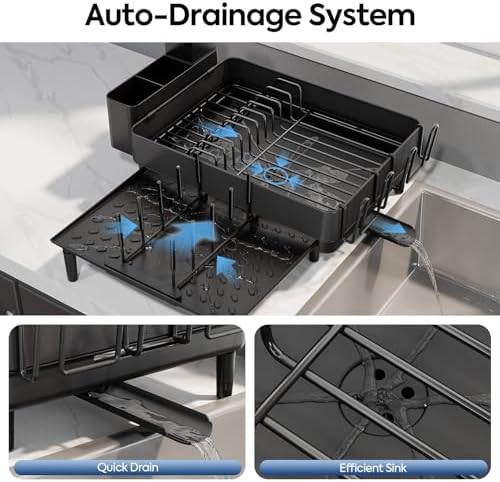 Urackify Expandable Dish Drying Rack, Stainless Steel, Large Capacity - Image 3