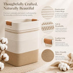 Laundry Hamper, Cotton Rope Laundry Basket with Leather Handles, 22.5-Gallon/85 L Large Clothes Hampers for Laundry, Woven Laundry Baskets for Blankets, Clothing, Bedroom, Living Room, Nursery - Image 4