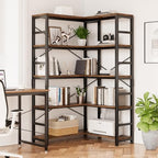 NUMENN 5-Tier Corner Bookshelf, L-Shaped Corner Bookcase, Vintage - Image 2