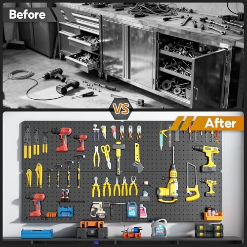 Peg Board, 84pcs Metal Pegboard Kit, Includes 4 Pack 24''X12'' Large Black Peg Board with Accessories and Hook Locks, Heavy Duty Peg Boards for Walls Home, Garage Tool Storage, Workbench - Image 5
