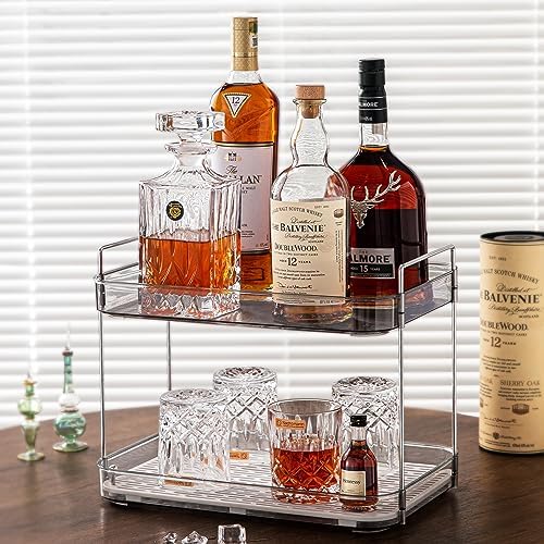 Coffee Bar Accessories, Station Organizers,Large Capacity Storage with Drain Board,Whisky Tray,Mug Tea Cup Holder Coffee Bar Organizer, Smoky Gray - Image 2
