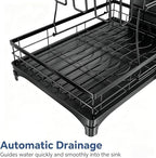 Simple Trending Dish Drying Rack, 2-Tier with Utensil Holder, Black - Image 6