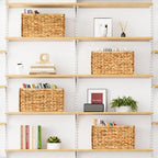 SpaceAid 4 Pack Wicker Basket, Storage Baskets for Organizing, Woven Rattan Basket with Handles for Shelves, Water Hyacinth Large Cube Organizer Storage Bin, 13x8.2x7 inch, Natural - Image 4