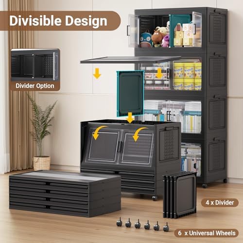 BROVIEW 200Qt Stackable Storage Bins with Lid for Room Closet, 1Pack,Black - Image 3