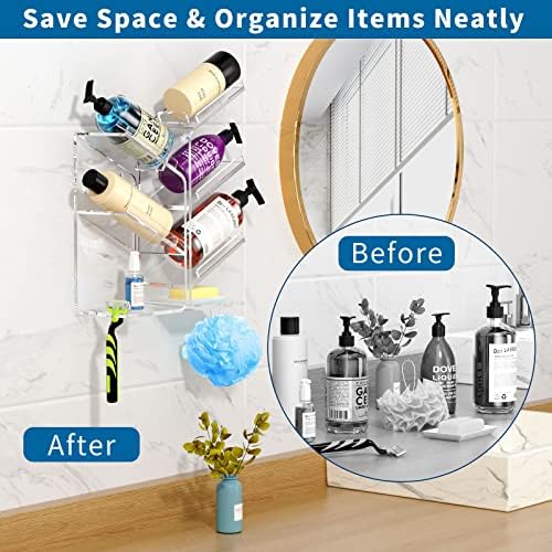 AITEE Acrylic Bathroom Organizer Caddy Shampoo Holder Combination Shelf - Image 4