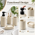 MRAXEL Beige Bathroom Accessory Set 4 Pieces, Toothbrush Holder Set, Resin - Image 4