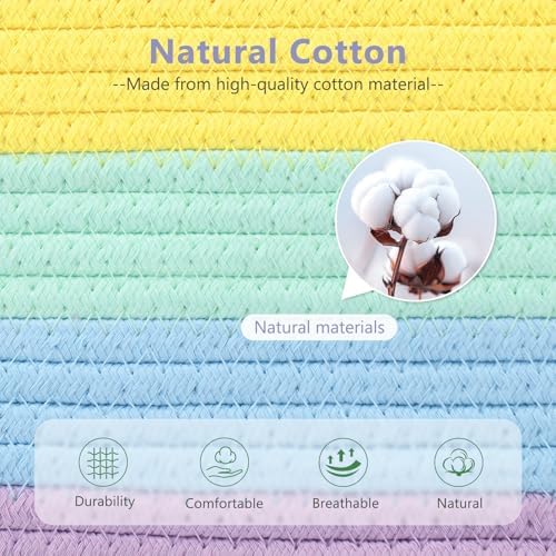 ECDYQXVU 15x10x9 Inch Woven Cotton Rope Storage Basket, 3 Pack - Image 2