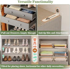 Besiost Closet System, Up to 134"/11.2 FT Closet Organizer with 4 Wooden Drawers and Shelves, Walk-in Closet System with 6 Hanging Rods, Built-in Closet Can Fit 96"/8FT, 120"/10FT, Morandi Grey Set 2 - Image 4