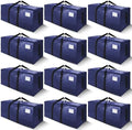 SWEET DOLPHIN 12 Pack 200LB Heavy-Duty Moving Bags with Wrap-Around Handles, Extra Large Storage Totes for Space Saving, Clothes Storage Bags, College Dorm Essentials, Blue, 24 Gal by SWEET+DOLPHIN