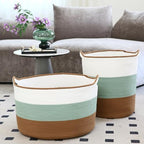 Sea Team Large Woven Cotton Rope Laundry Basket with Handles, 20 x 14 in - Image 7