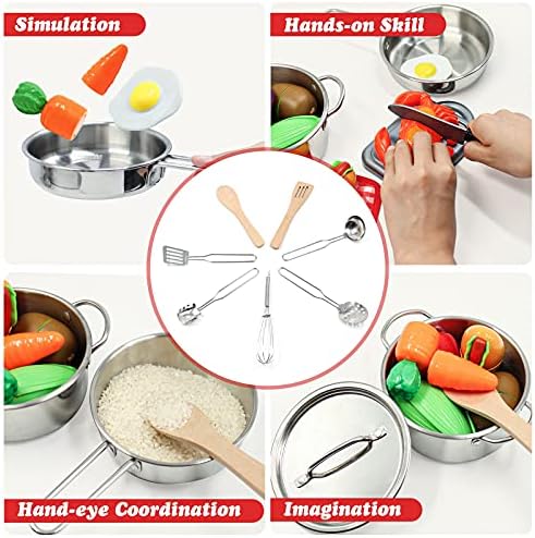 Kids Pretend Play Kitchen Toys Accessories Set, 32pcs Stainless Steel - Image 6