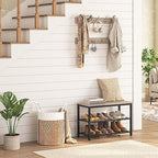 HOOBRO Hall Tree with Bench, Coat Rack Shoe Bench Set, Entryway Shoe Rack with Coat Hooks, Hall Tree Coat Rack, 27.6" L x 11.8" W x 18.1" H, Mud Room, for Foyer, Front Door, Greige BG07MT01 - Image 3