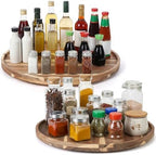 2 Pcs 20'' Wood Lazy Susan for Countertop Acacia Large Turntable Rotating Serving Tray for Table Top Non Skid Kitchen Tray Revolving Condiment Spice Rack Table Organization Storage, Natural by Yiyiring