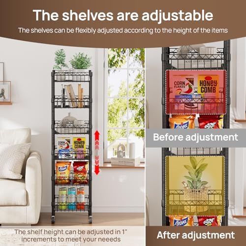 Golpart Basket Shelves Closet Rack with Wheels Metal Pantry Wire Shelf Unit - Image 6