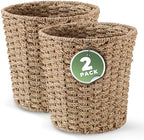 84ECO 2-Pack 3 Gallon Wicker Trash Cans for Bathroom, Bedroom, Office - Decorative Waste Basket (Natural Paper, 3 Gallons) by 84ECO