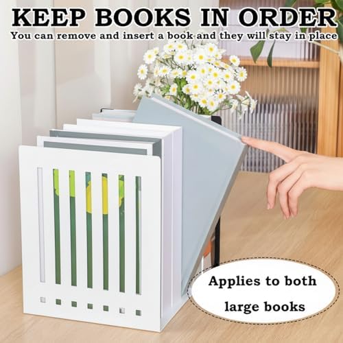 4 Pcs 10 Inch Heavy Duty Bookends Non-Skid Base, White - Image 2