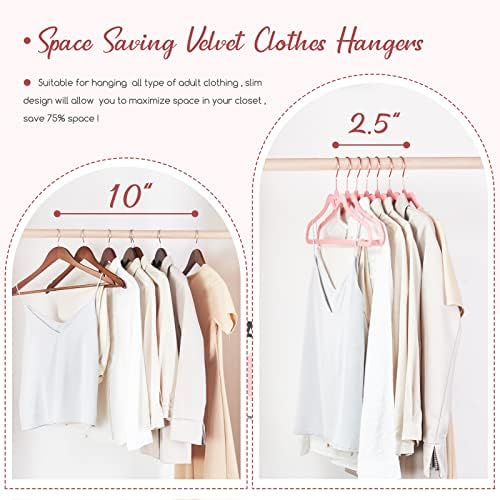 HOUSE DAY Pink Velvet Hangers 60 Pack, Non Slip Flocked Felt Hangers, Sturdy Velvet Clothes Hanger, Cute Heart Heavy Duty Coat Hanger, Ultra Slim Pink for Closet Space Saving - Image 4