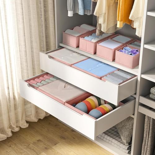 DIMJ Drawer Organizer for Clothing, 18 Pack Fabric Drawer Organizer Bins, Foldable Sock Organizer for Drawer, Dresser Organizer for Clothes, Socks, Bra, Tie - Image 3