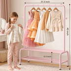 mirolam Kids Clothing Rack - Dress Up Storage - Dress Up Rack for Little Girls - Small Kids Costume Wardrobe with 2 Fabric Shelves - Princess Room Bedroom Decor - Image 6