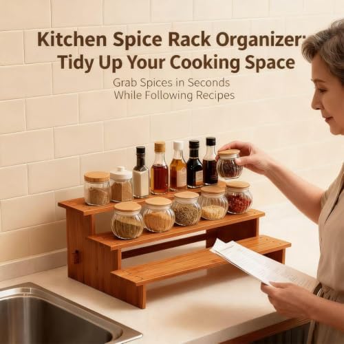 JinDoWin 2 Pack Spice Rack Organizer for Cabinets,Countertop & Pantries - Image 5