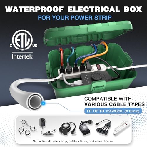 Flemoon Large Outdoor Electrical Box, IP54 Waterproof Extension Cord Cover - Image 2