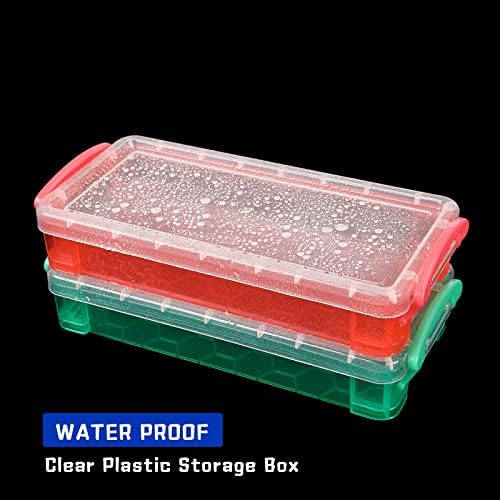 Crtiin 12 Pack Clear Pencil Box Stackable Case, Red, Green, Blue, Purple - Image 4