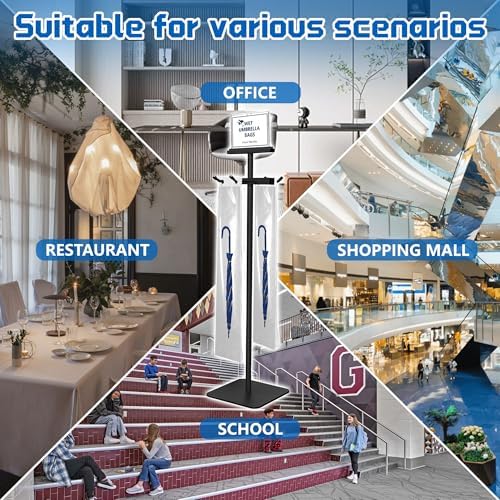 Wet Umbrella Bag Stand with Free 200 Large Plastic Disposable Bags, Black - Image 6