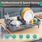 TOOLF Expandable Dish Drying Rack for Kitchen Counter, Standard, Grey - Image 3