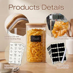 HomArtist Square Glass Jars with Bamboo Lids 30 FL OZ [Set of 6], Glass Canisters with Airtight Lid, Glass Food Storage Container for Pasta, Flour, Sugar, Rice, Best for Kitchen & Pantry - Image 4